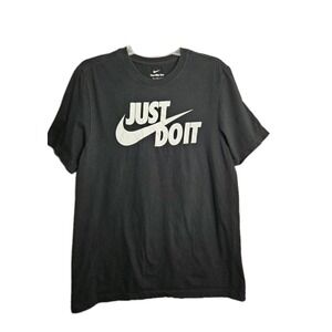 Nike Shirt Mens Medium Black White Just Do it Short Sleeve Cotton Casual.
